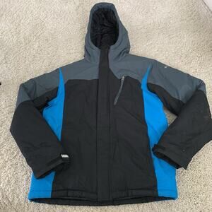 Columbia Jacket Youth Sz 18/20 XL Hooded Blue Black XB4017 Full Zip Winter